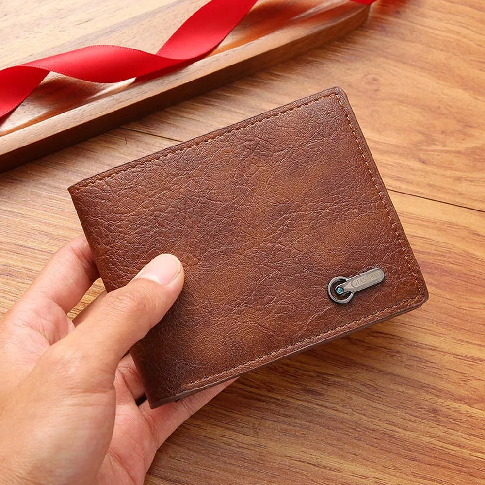 Men Purse Black Coin Wallet Male Business Id Cards Holder Pu Leather Multiple Slot Casual Large Capacity Dollar Coin Money Bags