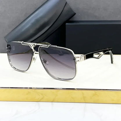 Luxury Me's Sunglasses Large Square Women Alloy Acetate Double Bridges Handmade in Germany High Quality Gafas UV400 THE KING  II