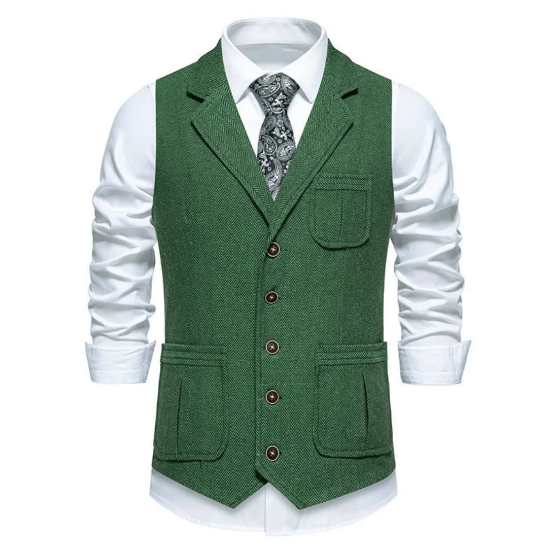 Men Vest Drak Gray Herringbone Single Button Waistcoat For Wedding Birthday Banquet Party Business Work Daily Men Suit Vest