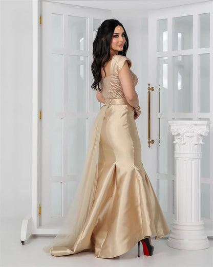 Customized Fashion Retro Square Collar Mermaid Sequin Prom Dresses Floor Length Tank Sleeveless Formal Evening Gowns فساتين سهرة
