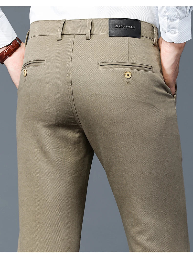 6 Colors Male Autumn Winter Casual Pants Chic Straight Formal Office Luxury Trousers Fashion Elastic Men Business Suit Pants