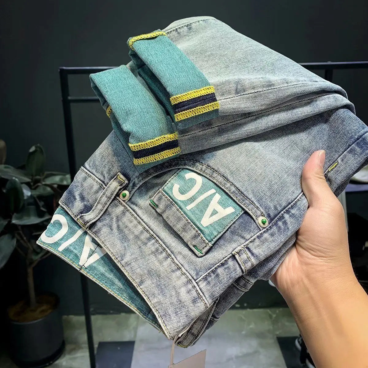 High Quality Fashion Luxury Washed Men's Slim Jeans Elasticity Black and Gray Classic Designer Cargo Denim Boyfriend Jeans Men