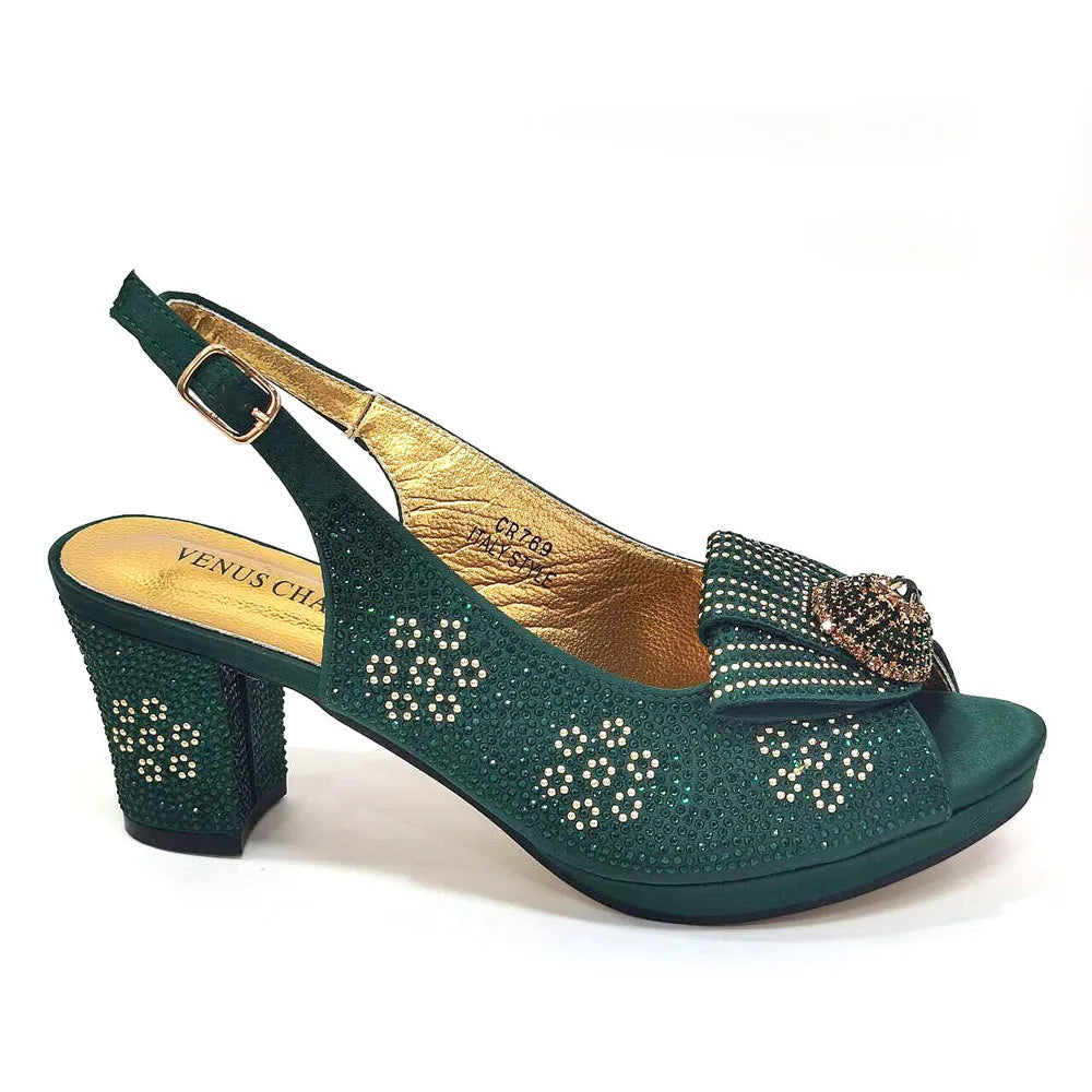 2024 Italian Design Girly Style Golden Color Wedding Shoes And Bag Full Diamond Decoration Metal Closure Bags