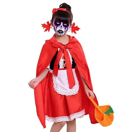 Halloween Costume for Kids Girls Purple Bat Dress Halloween Fantasy Vampire Costume Witch Cosplay Clothes Carnival Party Gifts