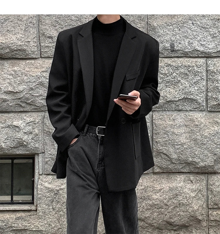 Spring Summer Men Formal Blazers Men Korean Fashion Loose Casual Dress Jacket Men Harajuku Social Suit Jacket Clothing