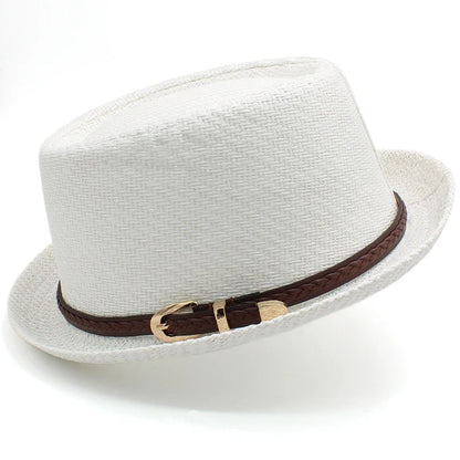 Men Women Straw Pork Pie Hats Summer Sunhat Boater Caps Sailor Sombrero Beach Fedora Trilby Outdoor Travel US Size 7 1/4 UK L