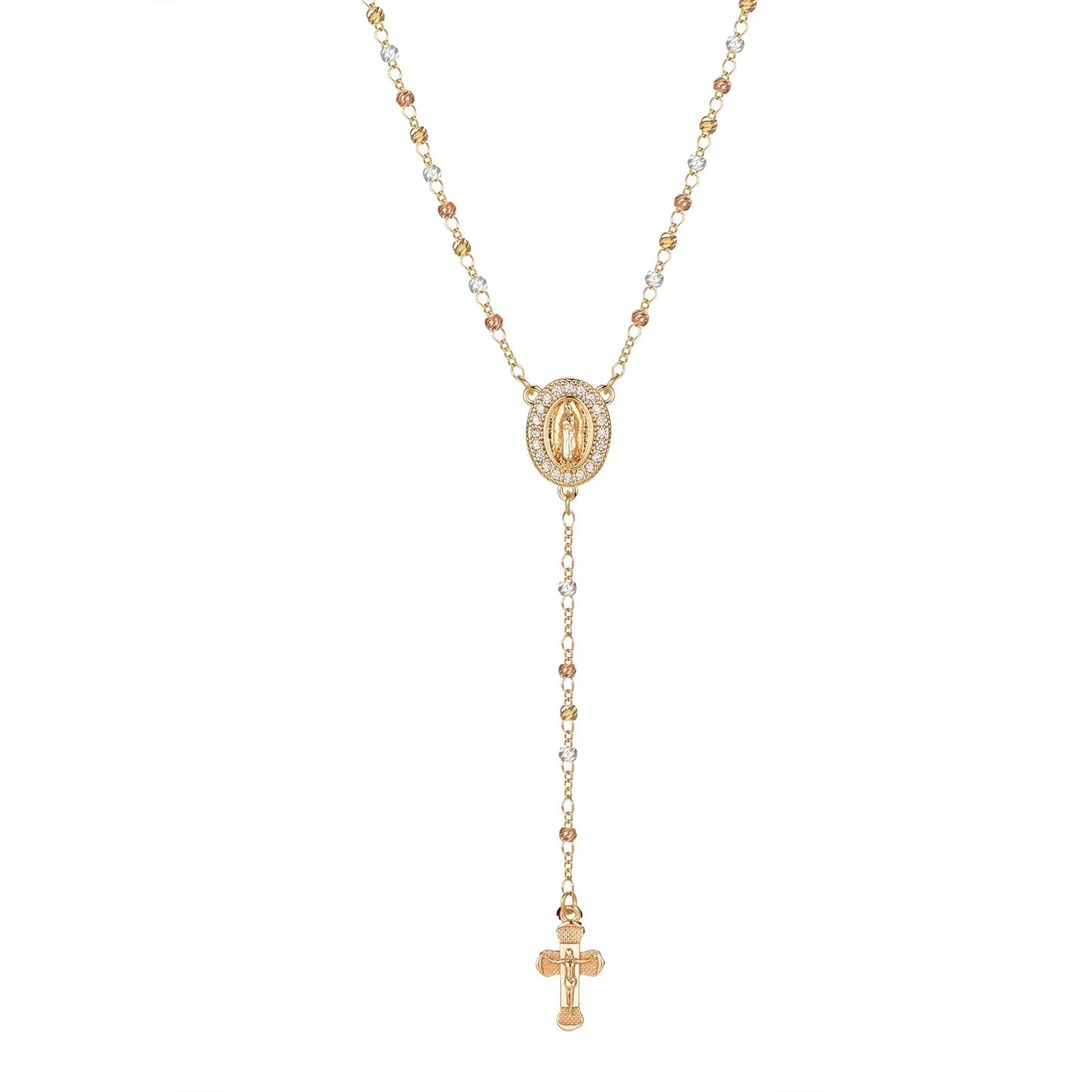 Virgin Mary/st Benedict Rosary Beads Necklace for Women, Our Lady Of Guadalupe Jesus Cross Y Necklace Christian Jewelry