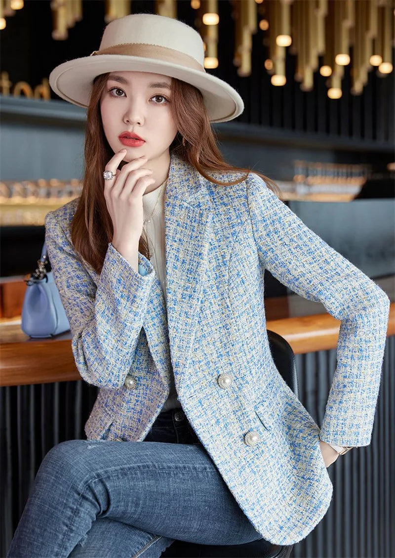 Female French Style Small Fragrant Wind Coarse Tweed Suit Jacket 2023 Spring New Women's High-end Sense Goddess Fan Small Suit