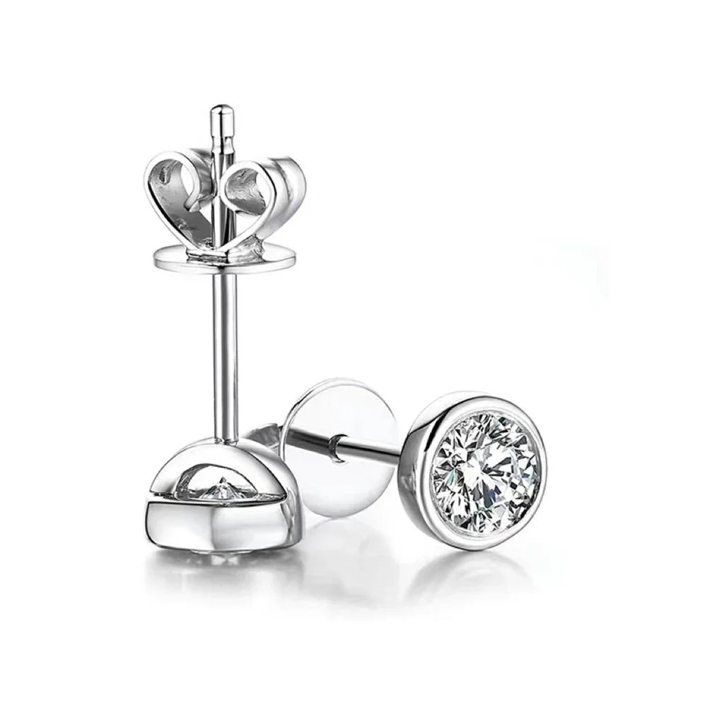 0.3/0.5 Round Cut Lab Diamond Moissanite Stud Earrings For Women Men S925 Sterling Silver Rhodium Plated Earring Wholesale