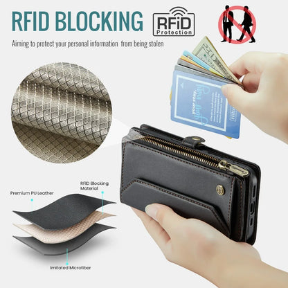 Case for iPhone 17 16e 16 15 14 13 12 11 Pro Max Leather Strap Zipper Card Holder Phone Wallet  Case