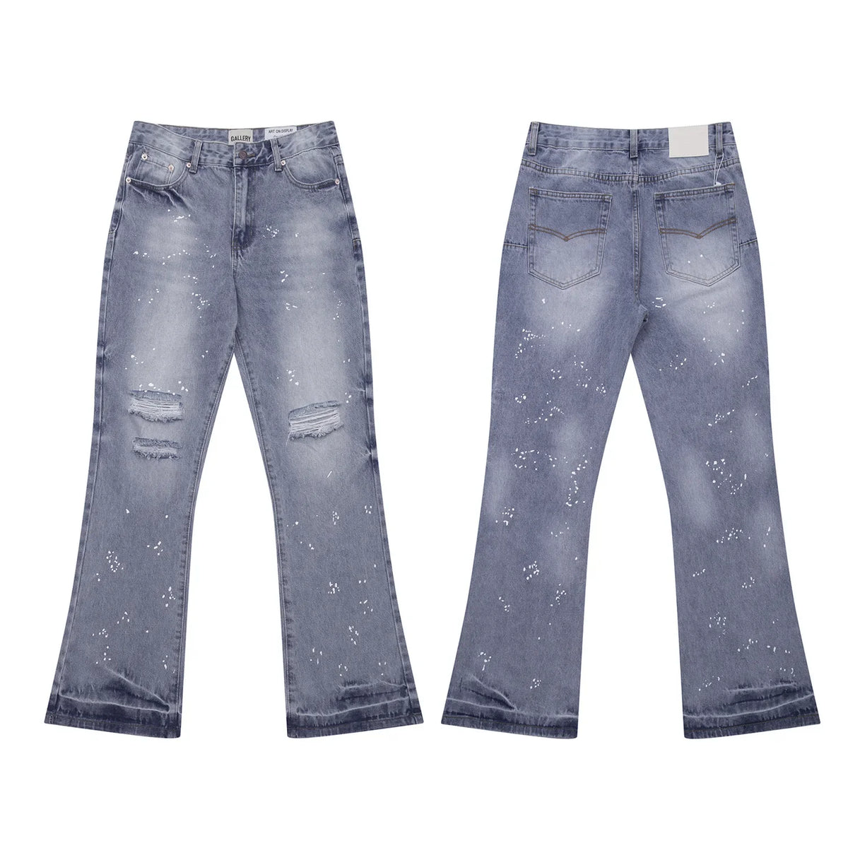 Denim Bell-bottoms Washed And Worn Patchwork Jeans
