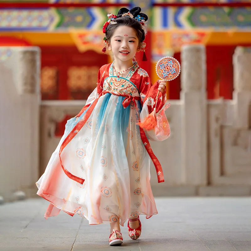 Girl Modern Hanfu Chinese Style Dress Halloween Fairy Kids Clothes Vestidos Traditional Cosplay Children Costume Girls Dresses