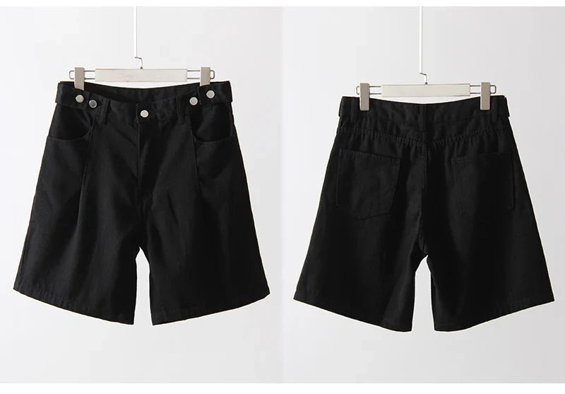 Summer Jean Shorts Women Denim High Waist Black Baggy Short Jeans Summer Pants Women's Bermuda Denim Shorts Wide Leg For Women