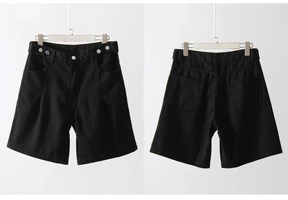 Summer Jean Shorts Women Denim High Waist Black Baggy Short Jeans Summer Pants Women's Bermuda Denim Shorts Wide Leg For Women