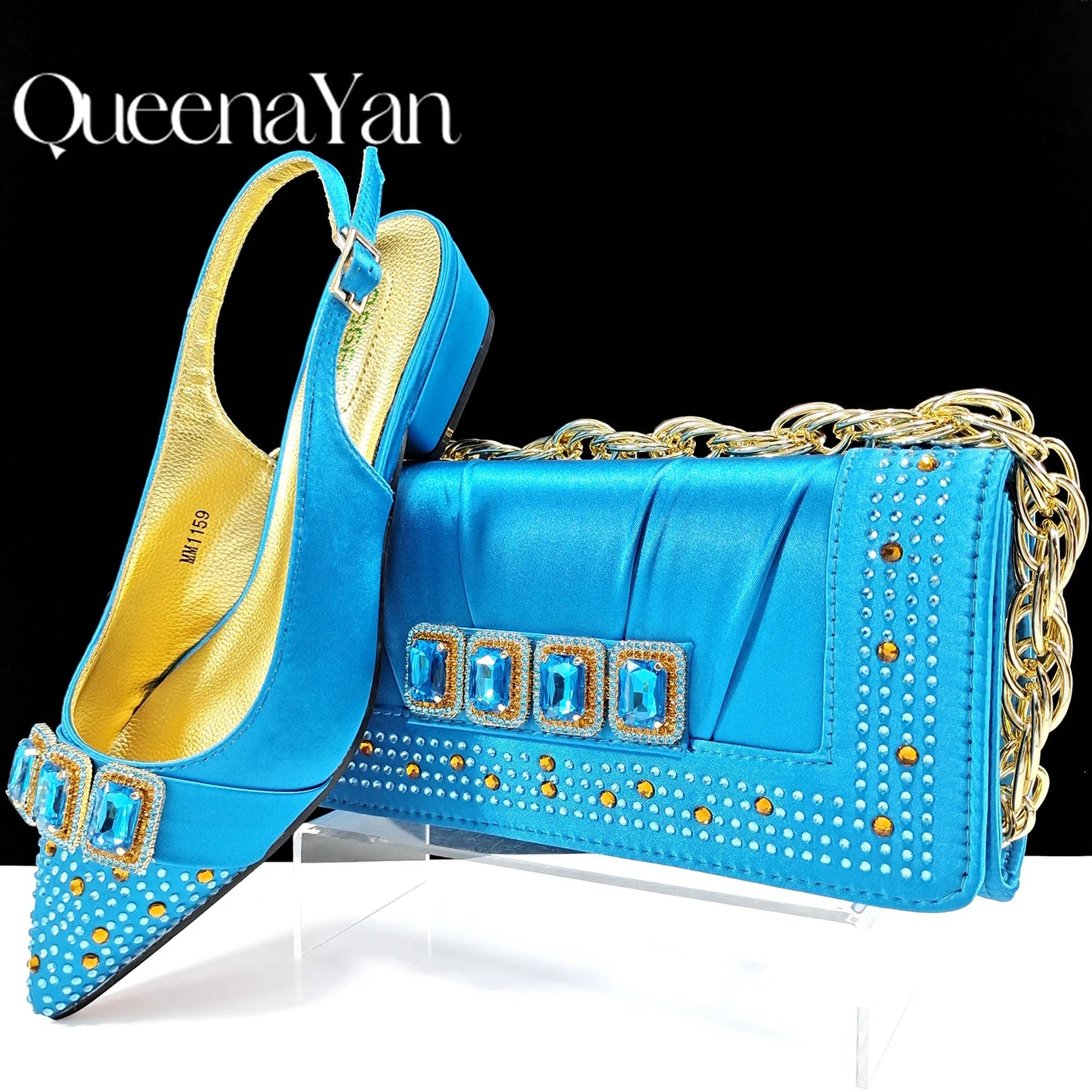 Mature Ladies Style Peep-Toe Heels & Rectangular Bag Set Nigerian Party Shoes and Bag –Comfortable Women's Shoes