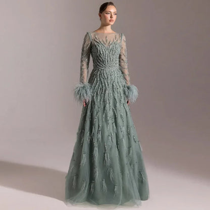 Exquisite Beading Feathers Customized Vestido De Festa High Quality Organza Evening Dress Elegant A-Line Satin Homecoming Dress