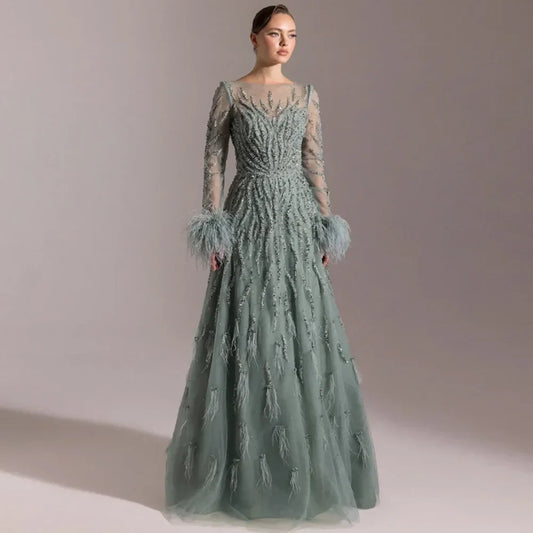 Exquisite Beading Feathers Customized Vestido De Festa High Quality Organza Evening Dress Elegant A-Line Satin Homecoming Dress