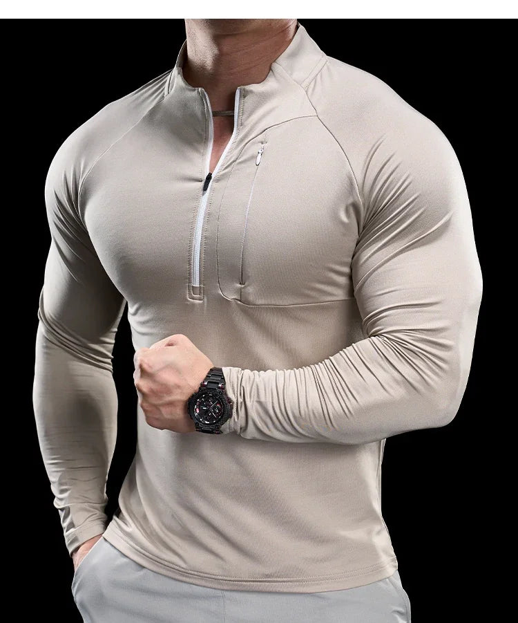 Gym Fitness Quick Dry Shirt Men Running Sport Long Sleeves T-shirt Trackwear Tee Tops Autumn Male Bodybuilding Training Clothing