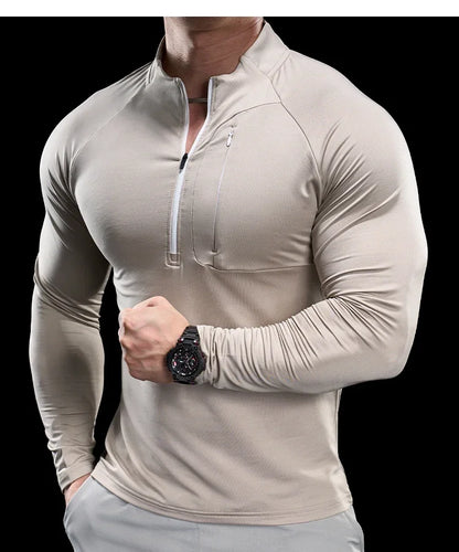 Gym Fitness Quick Dry Shirt Men Running Sport Long Sleeves T-shirt Trackwear Tee Tops Autumn Male Bodybuilding Training Clothing