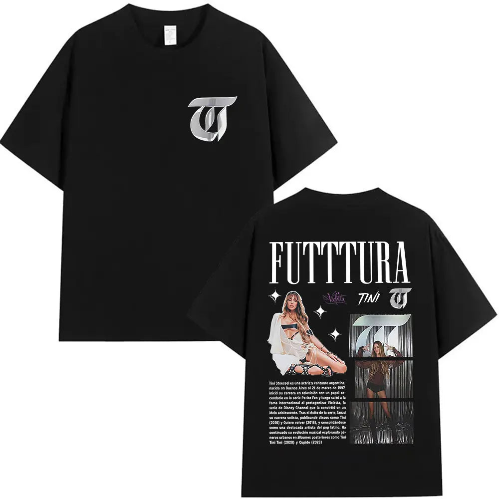 Singer TINI STOESSEL Futtura Tour New Album 2025 Graphic T-shirts Men Women Fashion Harajuku Short Sleeve Cotton Tees streetwear