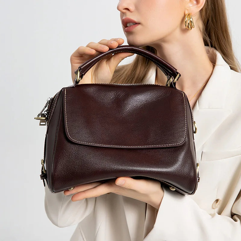 Female genuine cow leather bag for women bag Handbag New Crossbody luxury Shoulder bag high-capacity tote bag Vintage Bag
