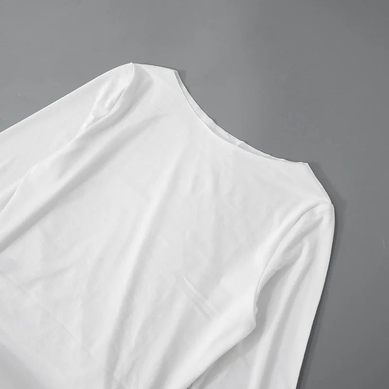 Ruched Bodycon Dress Women Sexy Long Sleeve Twist Ruffles Hem Mini Dresses Autumn White Elegant Club Party Short Vestidos