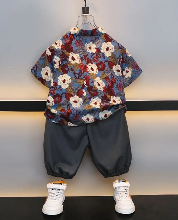 Floral Shirt Summer Suit for Boy 2025 Kids Clothes Children 4 Years Clothing Sets Shorts Boys' Set Child Outfit Outdoor T-shirts
