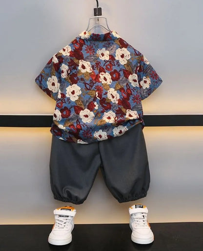 Floral Shirt Summer Suit for Boy 2025 Kids Clothes Children 4 Years Clothing Sets Shorts Boys' Set Child Outfit Outdoor T-shirts