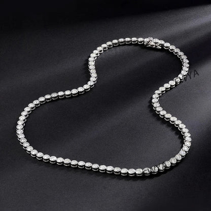 Luxury Bubble 2/3mm D Color Full Moissanite Tennis Necklace for Women S925 Silver Plated 18K Diamond Neck Chain Necklaces