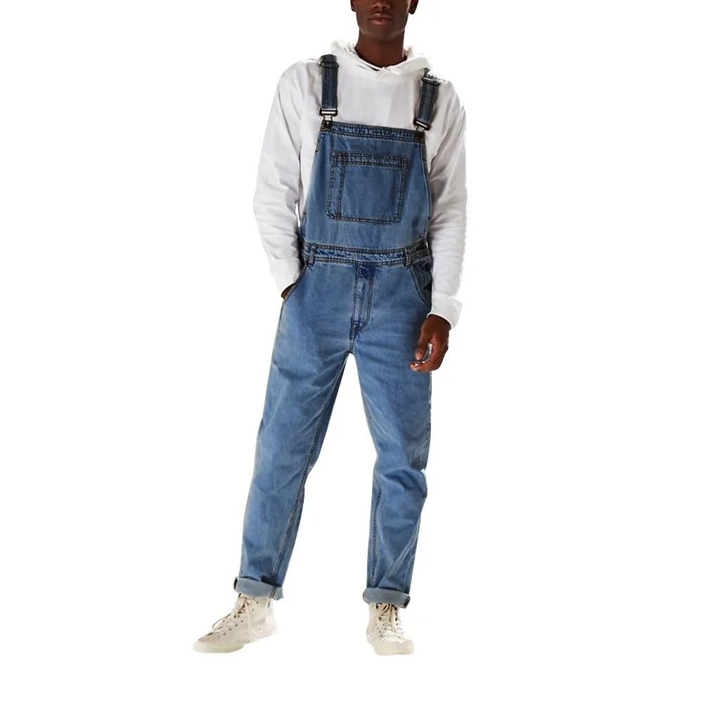 Men Pocket Jeans Overall Jumpsuit Streetwear Overall Suspender Pants Baggy Denim Harajuku Loose Pant Breathable Long Trousers