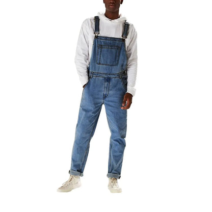 Men Pocket Jeans Overall Jumpsuit Streetwear Overall Suspender Pants Baggy Denim Harajuku Loose Pant Breathable Long Trousers