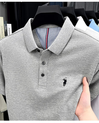 High end brand 100% cotton short sleeve polo shirt men luxur pony embroidery comfort breathable fashion T-shirt summer new top