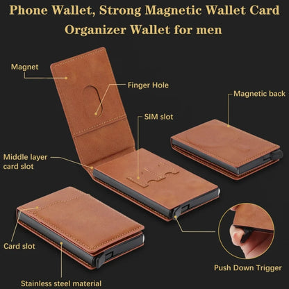 Magnetic Wallet Phone Case for iPhone 13 14 15 16 17 Pro Max, Wireless Charging Foldable Stand, Card Holder Protective Cover