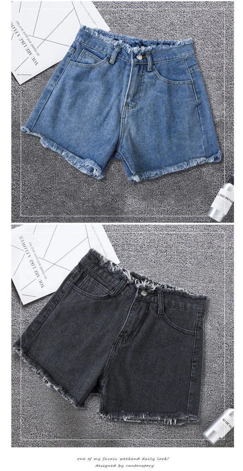 2026 New Summer Shorts Women Jeans High-waisted Denim Short Pants Female Rough-selvedge Outside Casual Sports Shorts Loose Jeans
