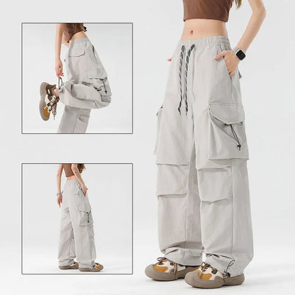 Women Hiking Pant Elastic Waist Trouser Adjustable Cuff Windproof Pant Men Outdoor Camping Pant Multiple Pockets Waterproof Pant