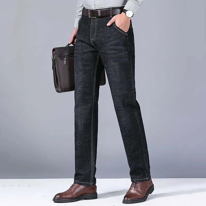 2024 Fashion Men Stretch Loose Straight Jeans Casual Elastic Slim Fit Denim Pants Male Brand Business Trousers Large size 38 40