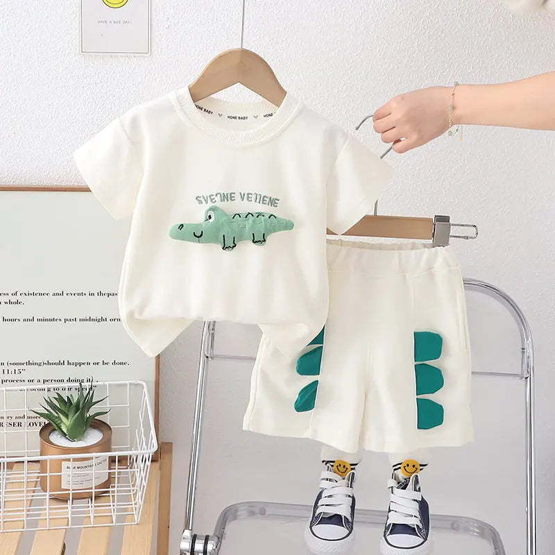 Children Clothes Suit Summer Kids Boys Girls 3D Animal T Shirt Shorts 2Pcs/Set Kids Infant Clothes Toddler Sportswear