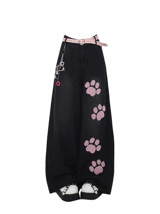 Women Summer Korean Fashion Baggy Jeans Grunge Japanese Low Rise Y2K Wide Leg Denim Pants 2000s Aesthetic Cute Core Harajuku