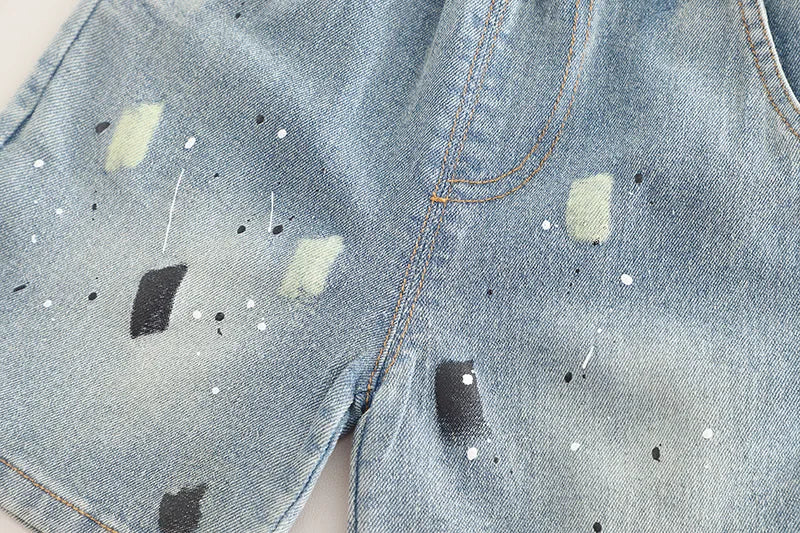 0-5Years New Baby Boys Girls Summer Clothes suits Tie dye letter T-shirt denim Shorts 2pcs/sets Children Clothing Tracksuits Set