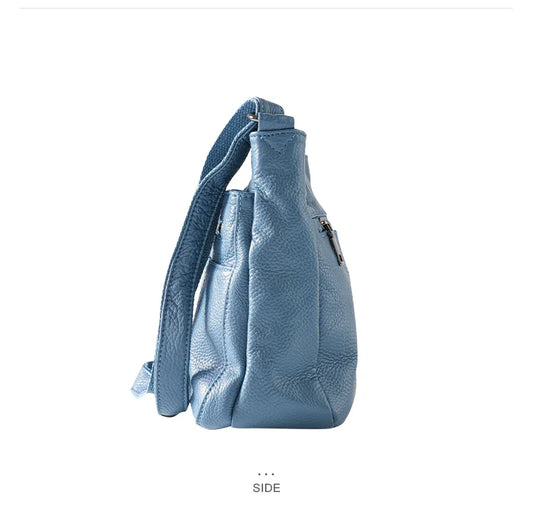 New Genuine Leather Women's Bag Casual One Shoulder Crossbody Bag Multi Pocket Messenger Bag
