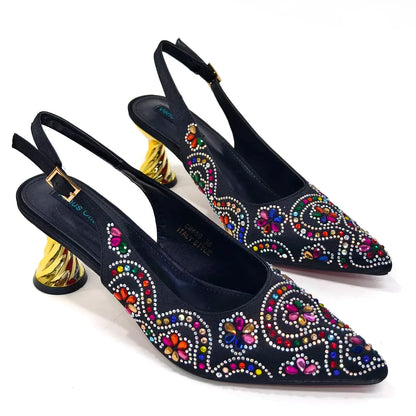 2024 Elegant Rhinestone Pointed-Toe Pumps With Matching Bag Set Large Capacity Bag for Women's Party High Heels