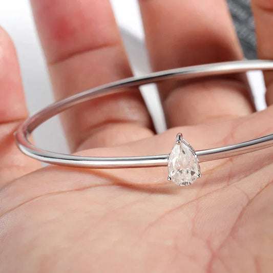 Bracelets femme en moissanite taille poire 1 carat, certifiés GRA, diamant de laboratoire D VVS1, 100 % argent sterling 925, bracelets de mariage