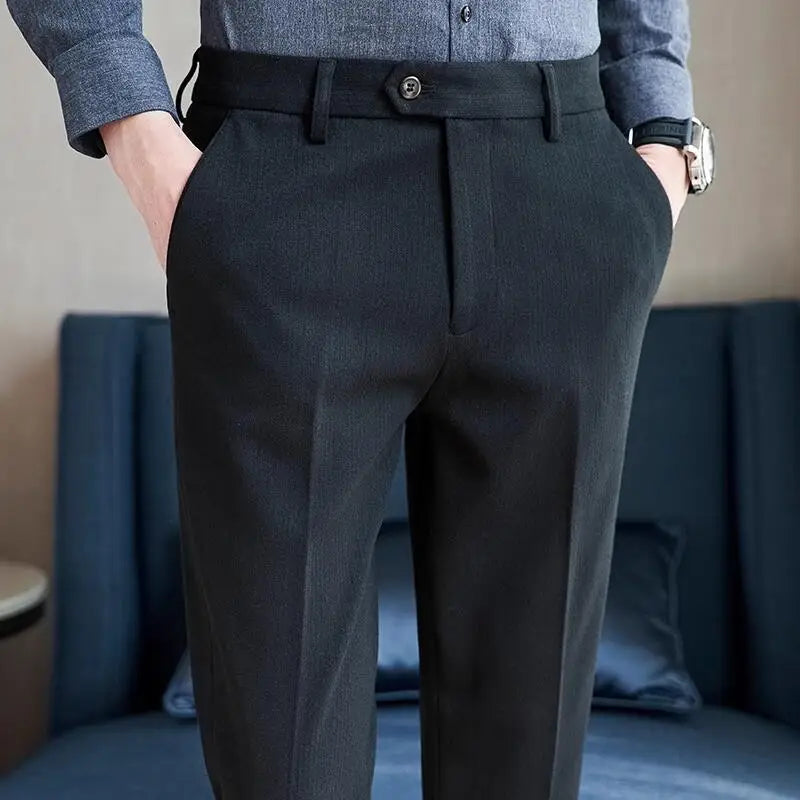 Autumn Winter Woolen Cloth Thickened Suit Pants High Quality Men Business Slim Trousers Formal Wear Office Social Dress Pants