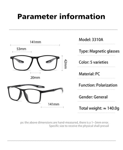 New Magnetic Clip-On Polarized Sunglasses Men Driving Night Vision Anti Blue Light Reading Glasses Women Prescription 3310