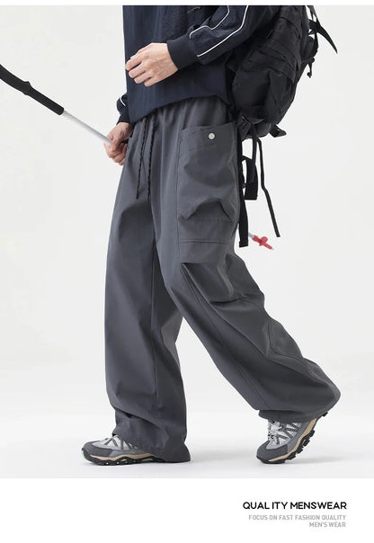 Male Hiking Pants Outdoor Waterproof Windproof Camping Cycling Trousers Autumn Spring Elastic Waist Climbing Travel Casual Pants