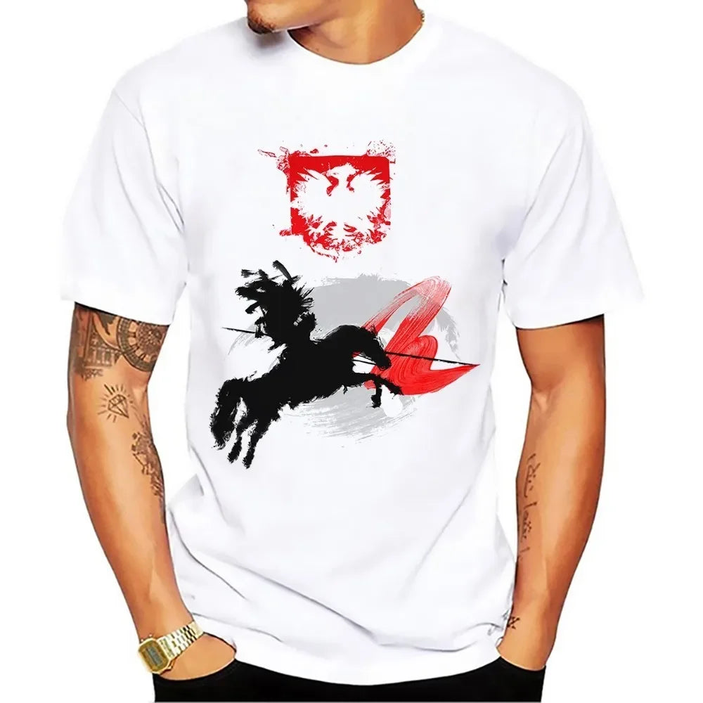 Hussar Artistic knight t shirt men summer new white short sleeve casual homme cool Polish cavalry tshirt unisex