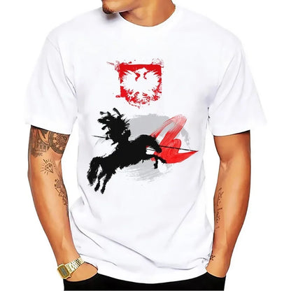 Hussar Artistic knight t shirt men summer new white short sleeve casual homme cool Polish cavalry tshirt unisex