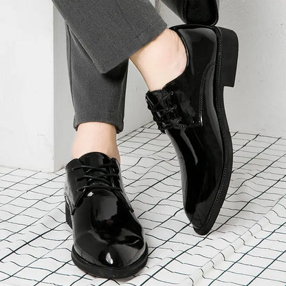 Autumn Winter Bright Upper Business Patent Leather Dress Shoes Man 2025 Trend Elegant Social Shoe for Men and Classic Party 39