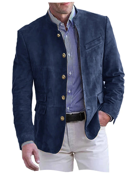 Autumn Winter Men's Casual Blazer Fashion Single-Breasted Snowflake Fleece Jacket Solid Color Daily Work Business Party Coats