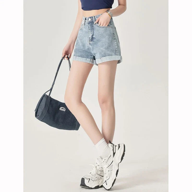 Summer Female Classic Korean Thin Jeans Women Fashion High Waist Short Pants Hot Sale Girls Casual Denim Shorts